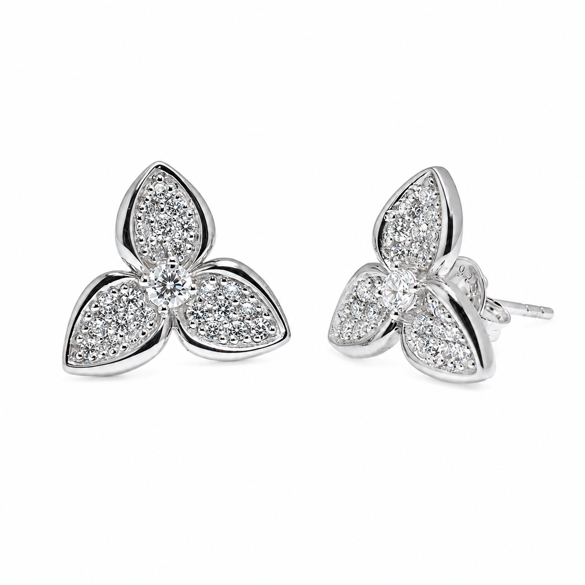 Rhodium Plated 925 Sterling Silver Lab Grown Diamond Marquise Cluster Earrings - LGME00019