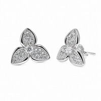 Rhodium Plated 925 Sterling Silver Lab Grown Diamond Marquise Cluster Earrings - LGME00019