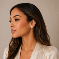 Rhodium Plated 925 Sterling Silver Lab Grown Diamond Marquise Cluster Earrings - LGME00019
