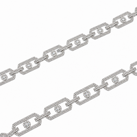 Rhodium Plated 925 Sterling Silver Moissanite Geometric Link Pave 11mm Necklace - MGMN00009