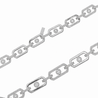 Rhodium Plated 925 Sterling Silver Moissanite Geometric Alternating Link Pave 13mm Necklace - MGMN00010