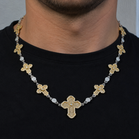 Two-Tone Plated 925 Sterling Silver Moissanite Multi Cross Necklace - MGMN00034