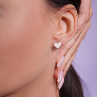 High Polished 925 Silver Enamel Heart Earrings- SIL00015