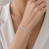 Final Price - Sterling Rhodium Plated Oval and Round CZ Tennis Bracelet- SPB00023