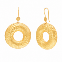 Clearance - Gold Plated 925 Silver Textured  Open Circle Earrings-SPE00039