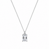 Rhodium Plated 925 Silver Cluster & Princess Cut CZ Stud Earring and Necklace Set - STS00360