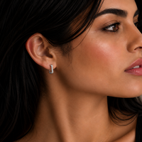 Rhodium Plated 925 Sterling Silver Square Hoop Earrings - TGE00039