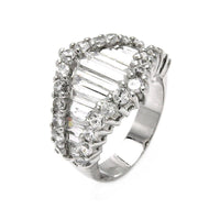 Silver 925 Rhodium Plated Baguettes CZ Ring - STR00051