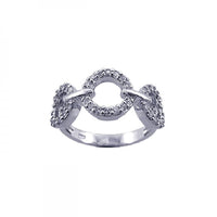 Silver 925 Rhodium Plated CZ 3 Open Circle Ring - STR00602